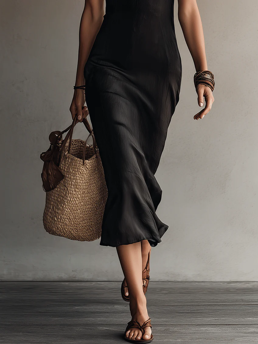 Celeste | Lace Trim Slip Midi Dress