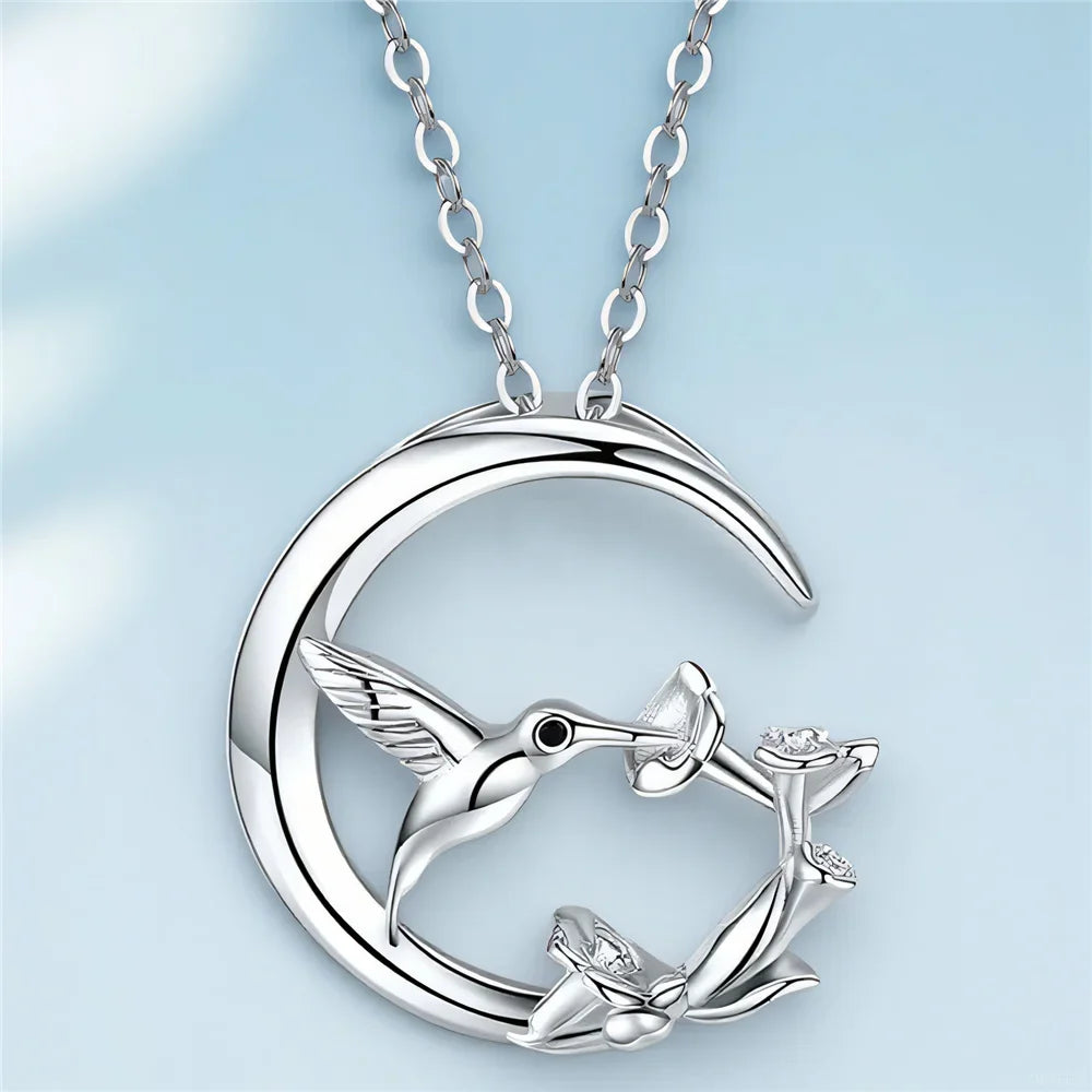 Moon Bird Vintage  Pendant Necklace