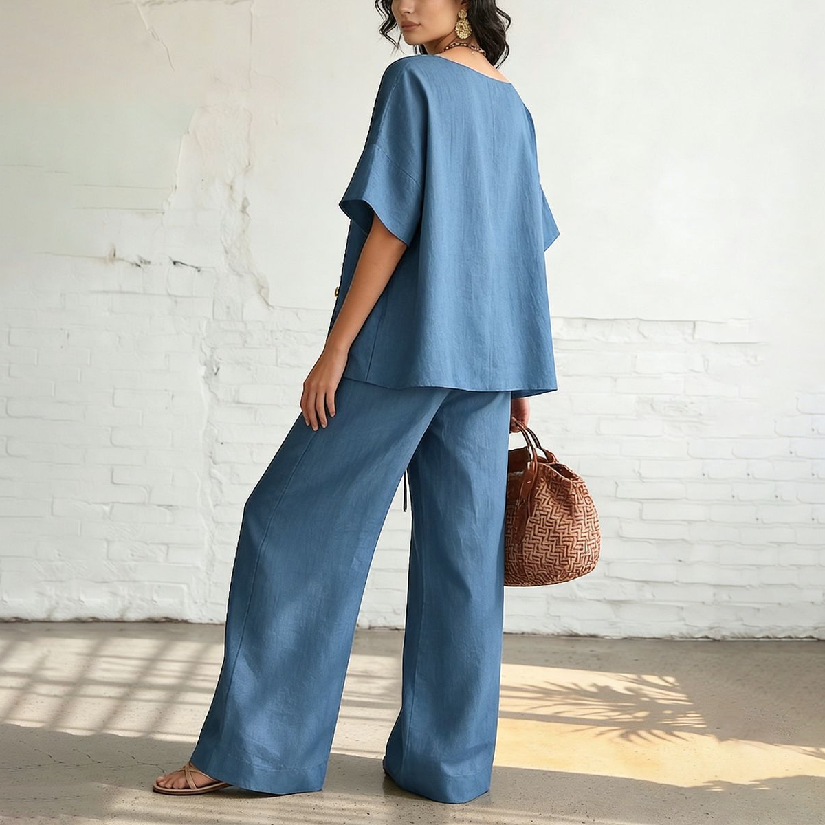V-Neck Top & Drawstring Pants Lounge Set