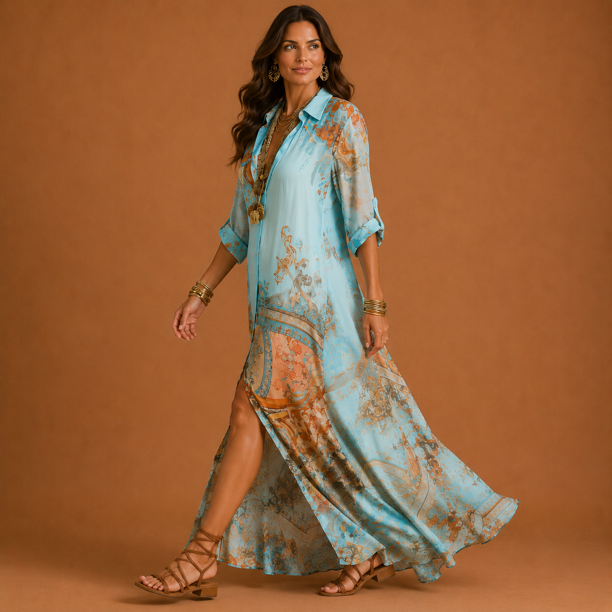 CLEO | Elegant Mediterranean Blouse Dress