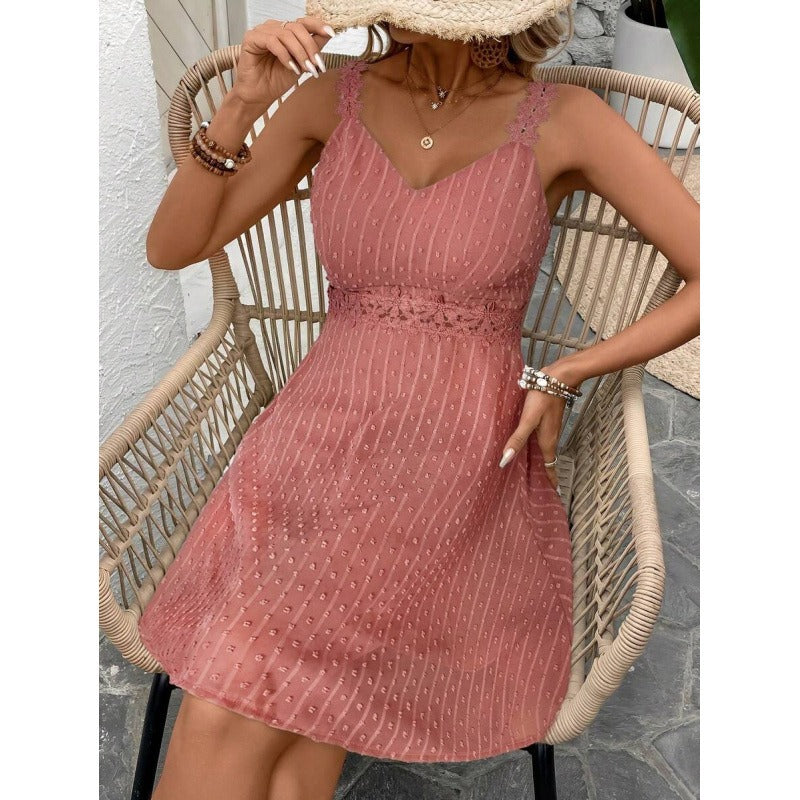 Marais | Swiss Dot Lace Trim Dress
