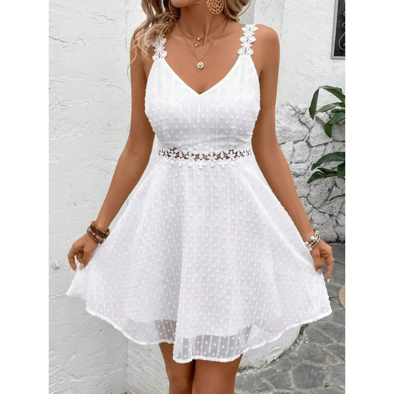 Marais | Swiss Dot Lace Trim Dress