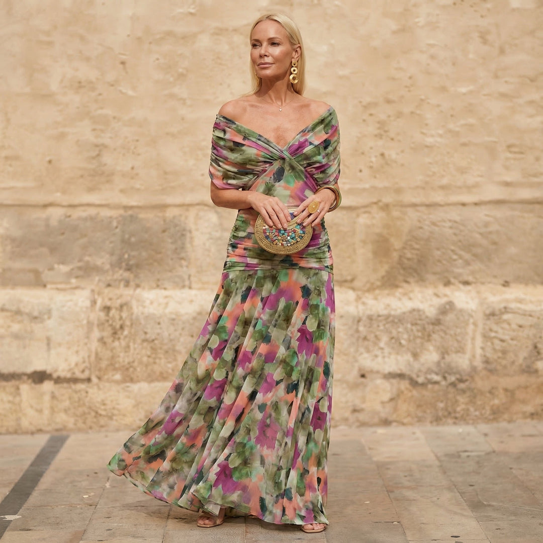 Ignacia | Long Pleated Floral Dress