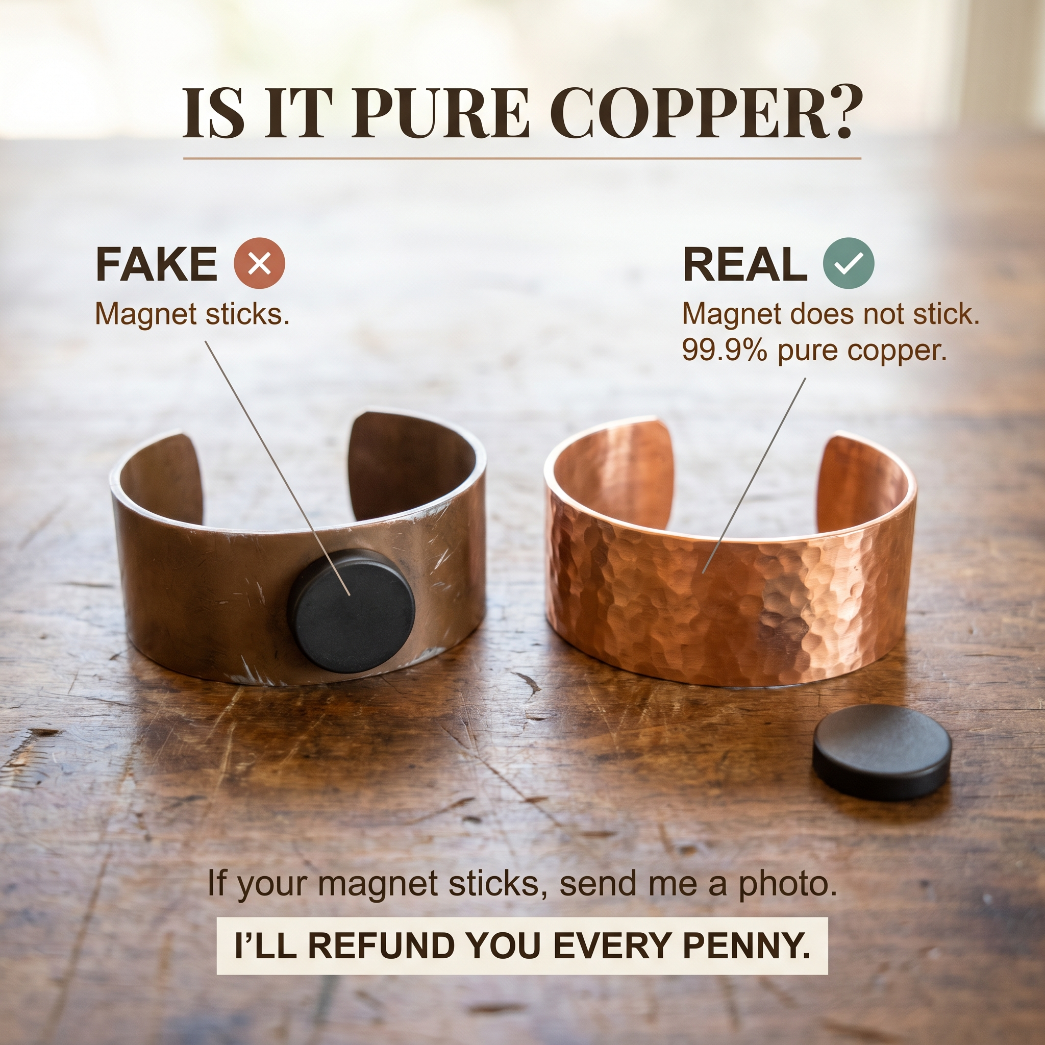 Valeria | Ridged Magnetic Copper Cuff Bracelet
