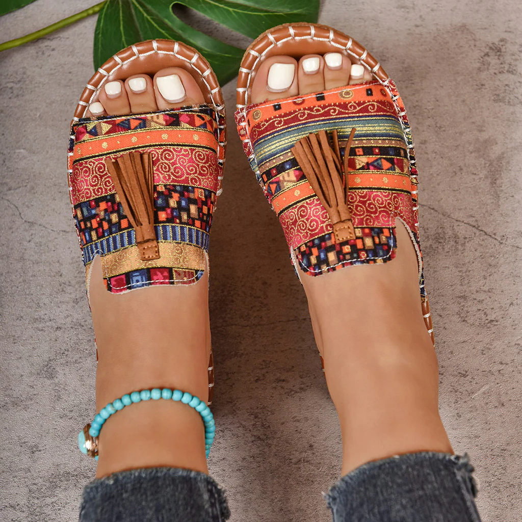Maeva | Boho Ethnic Fringe Sandals