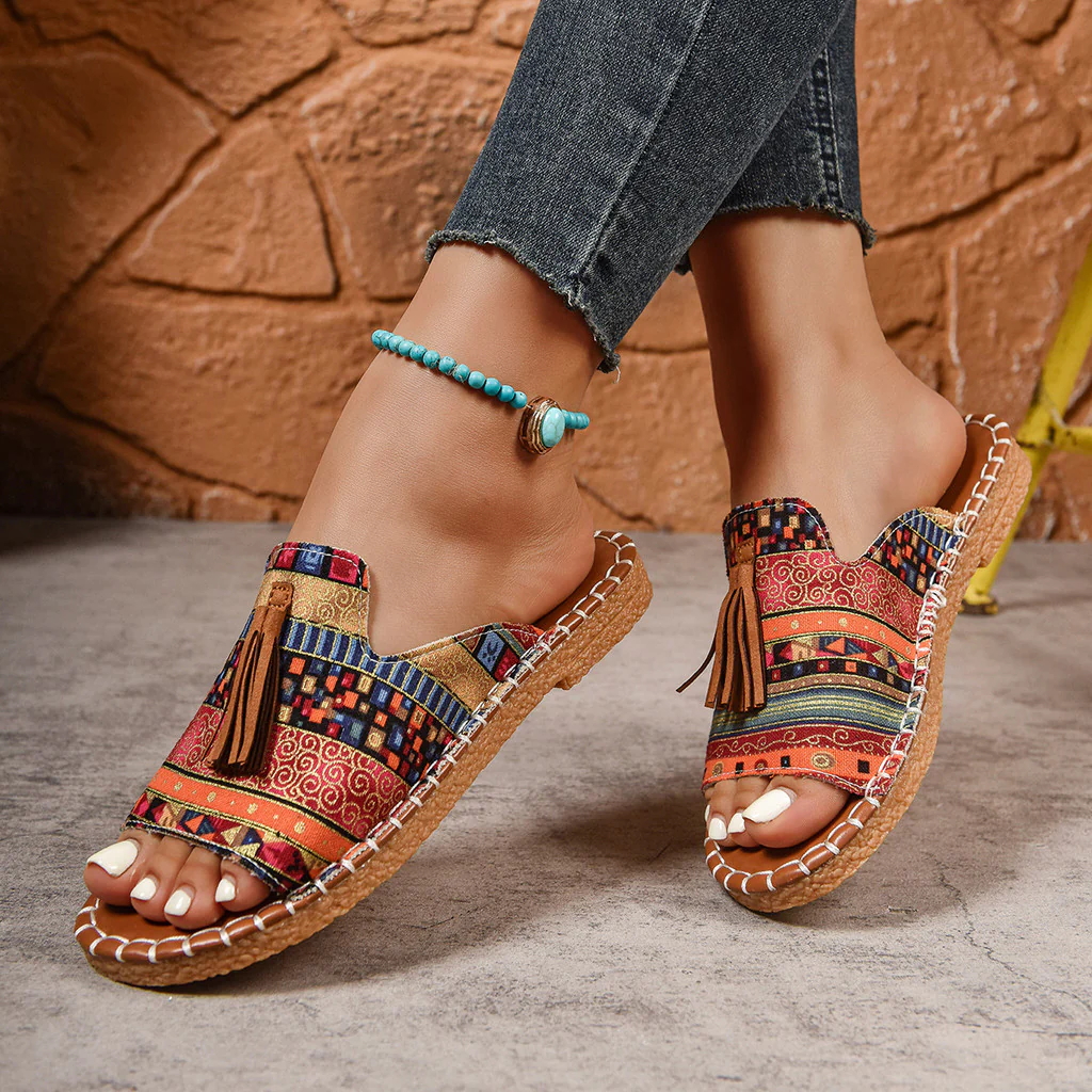 Maeva | Boho Ethnic Fringe Sandals