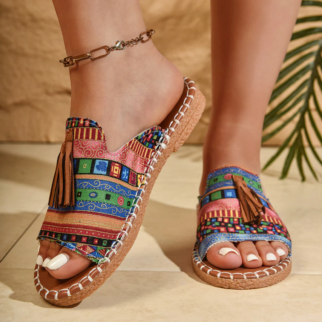 Maeva | Boho Ethnic Fringe Sandals