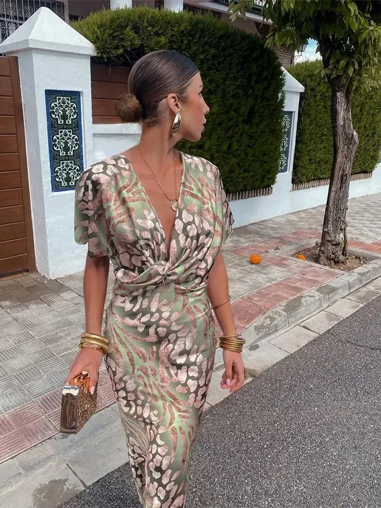 Higinia | Copper Print Midi Dress