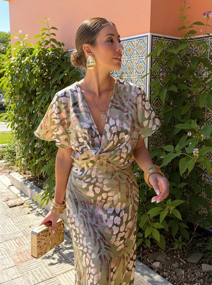 Higinia | Copper Print Midi Dress