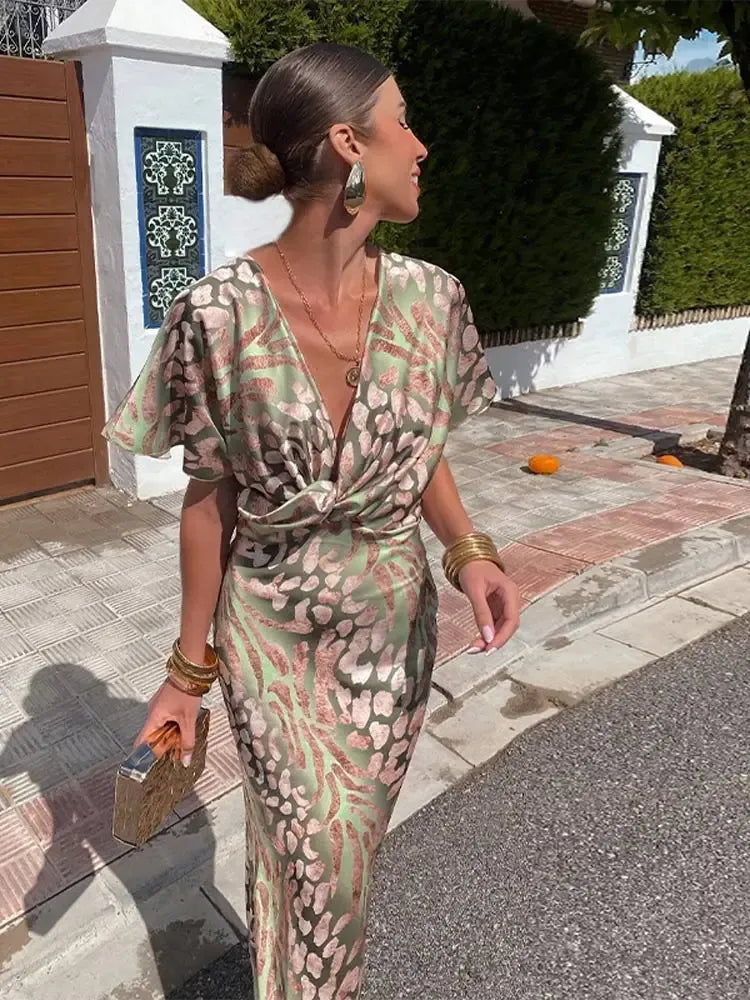 Higinia | Copper Print Midi Dress