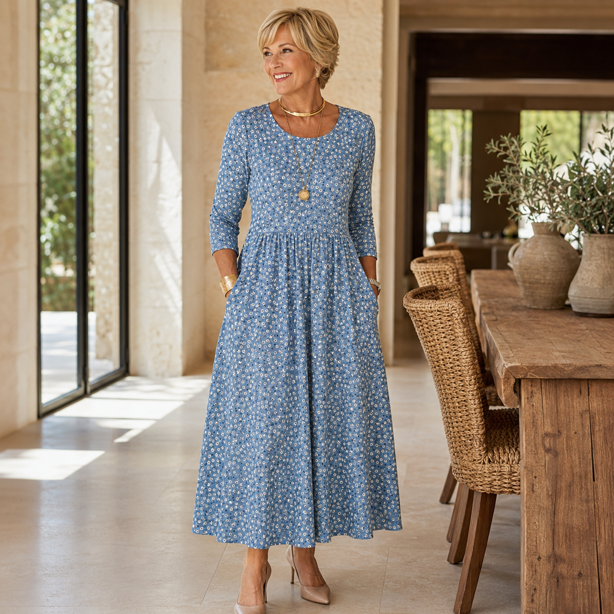 Blue Meadow Floral Dress