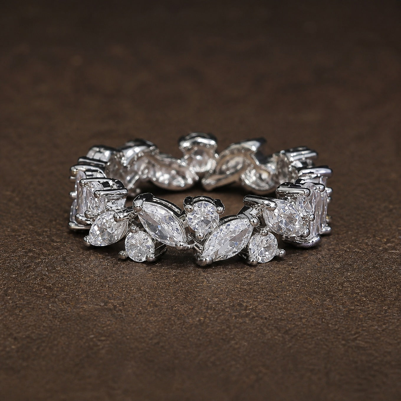 Vintage Marquise Crystals Eternity Ring