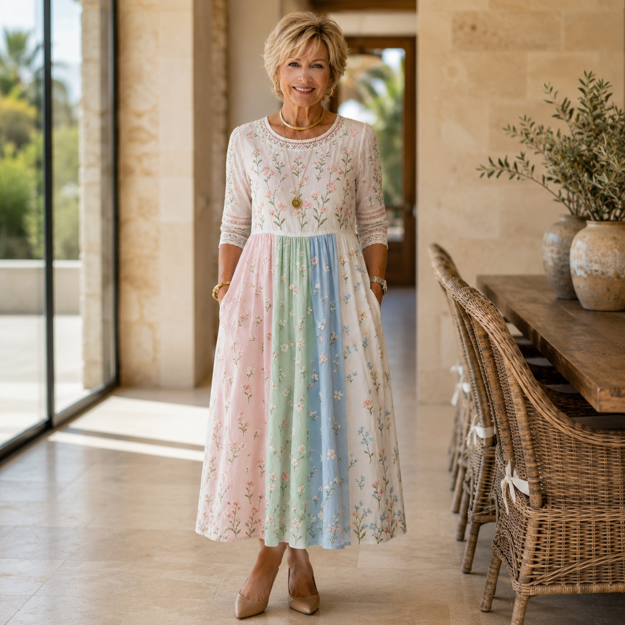 Pastel Meadow Floral Dress